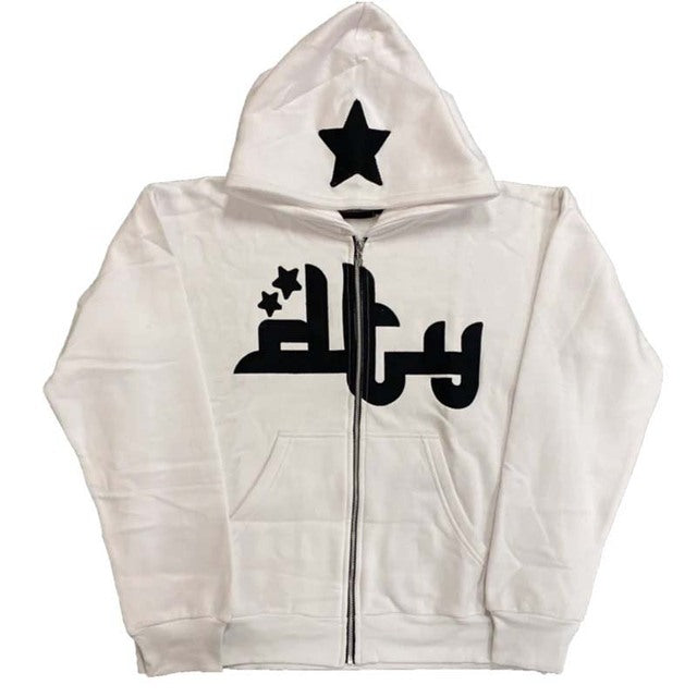 Star Letter Print Hoodies