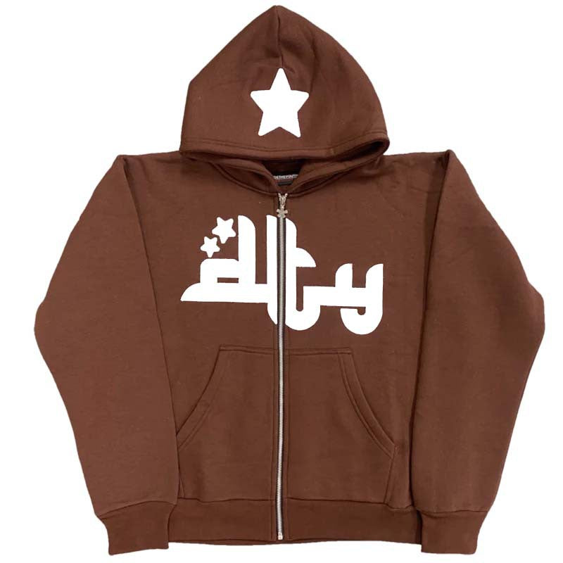 Star Letter Print Hoodies